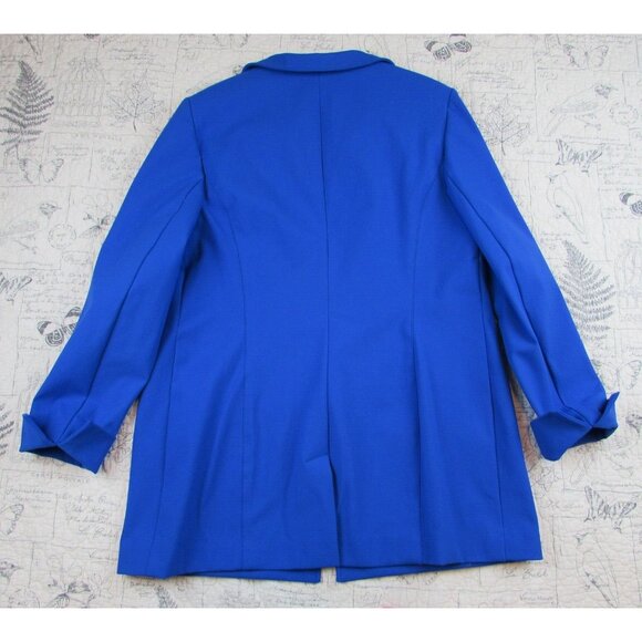 EUC NINA MCLEMORE Jacket Women Stretch cobalt blue Cotton Car Coat Blazer 18 - Picture 7 of 8